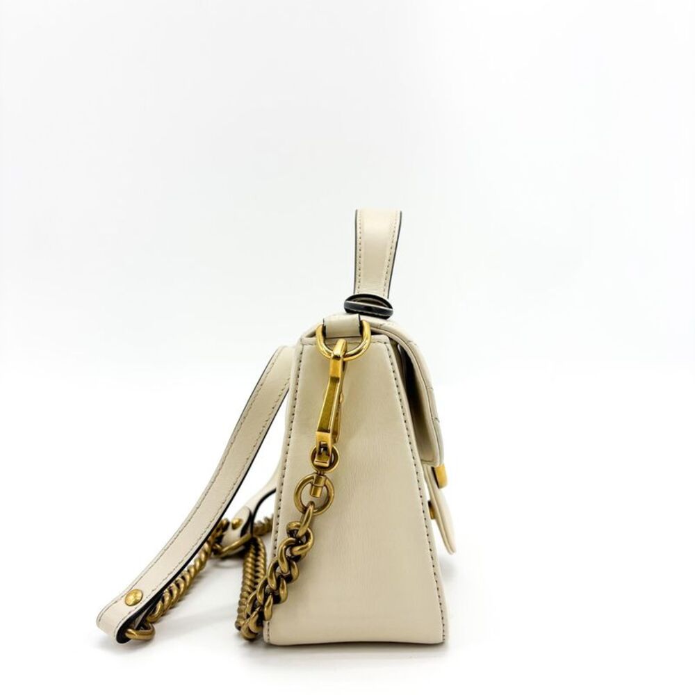 Gucci Gg Marmont Top Handle Flap Matelasse Leather White Leather Handbag - Picture 4 of 16